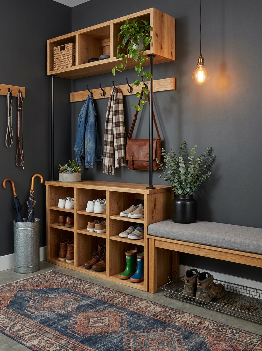 Mudroom Shoe Cubby with Ventilated Shelving