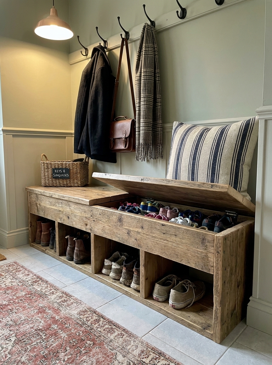 Bench Seating with Hidden Shoe Storage