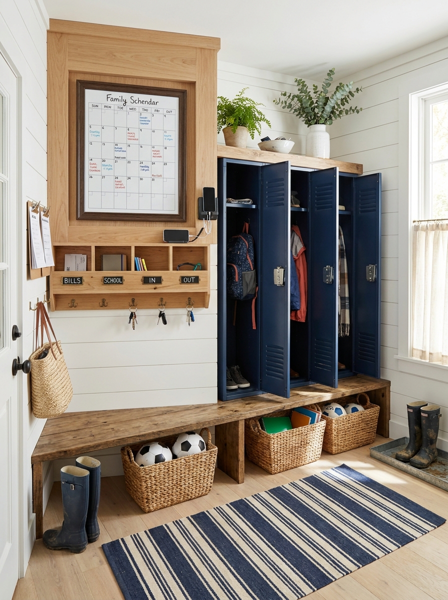 Mudroom Command Center with Calendar & Mail Sorting