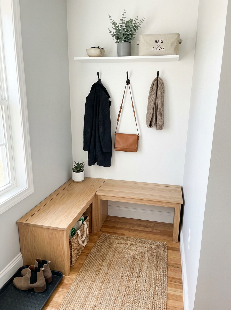 Compact Corner Mudroom for Small Entryways