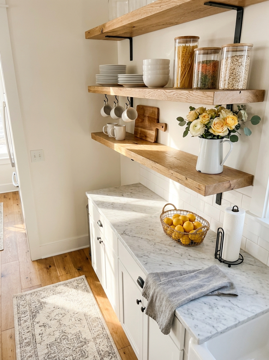 Open Shelving in the Kitchen That Actually Stays Pretty