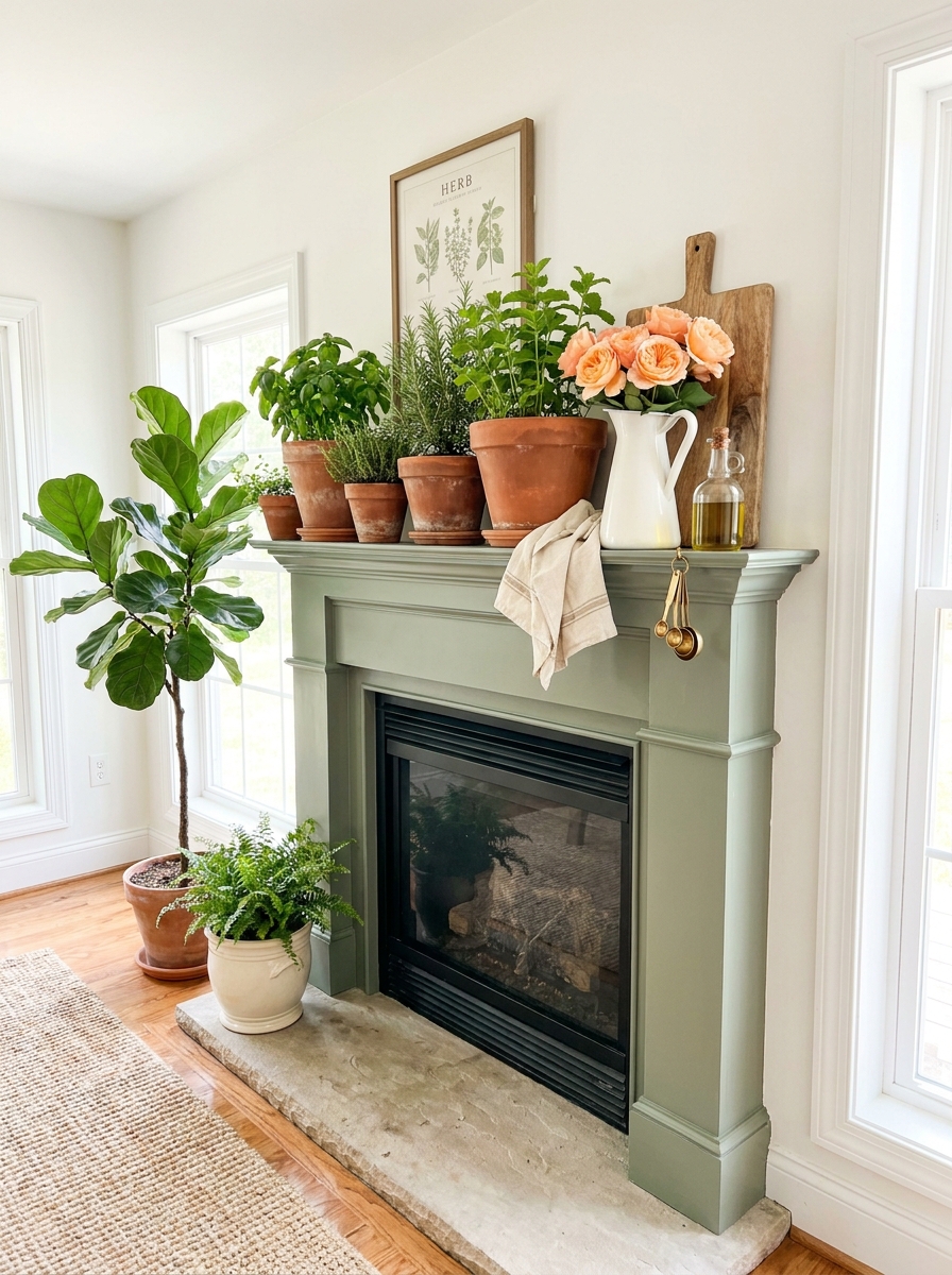 Terracotta Pots Clustered with Herb Garden Vibes