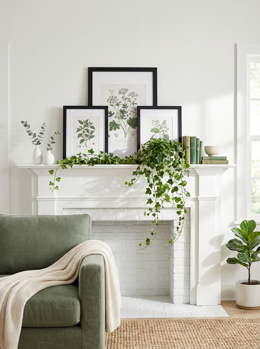 Framed Botanical Prints with Trailing Ivy Vines