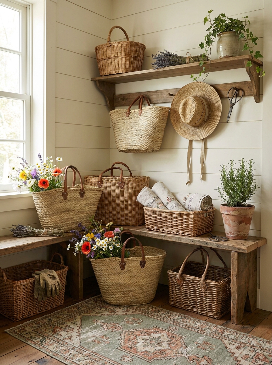 Wicker Basket Collection for Farmhouse Storage