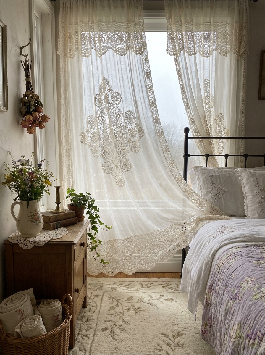 Delicate Lace Curtains That Dance in the Breeze