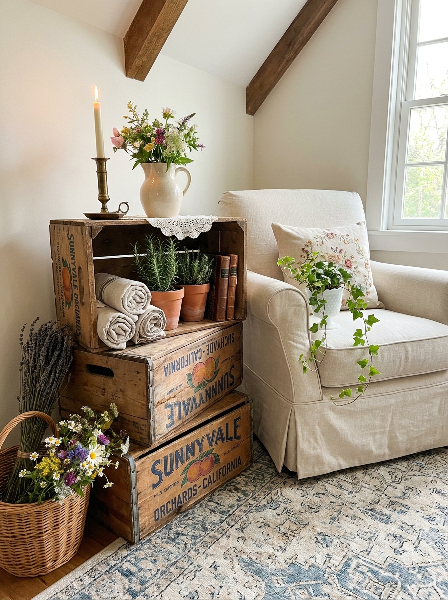 Rustic Wooden Crates as Charming Storage Solutions