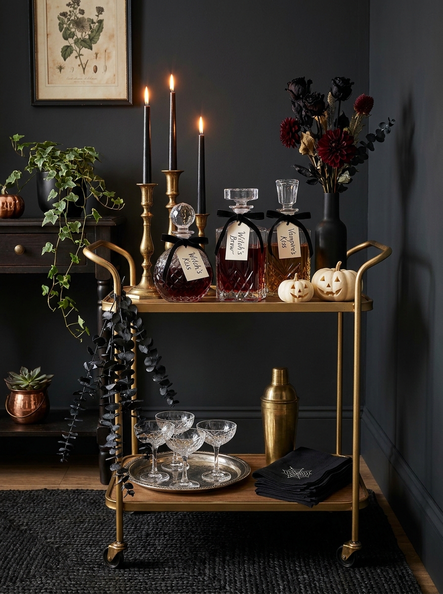 Bar Cart Transformation with Dark Romance