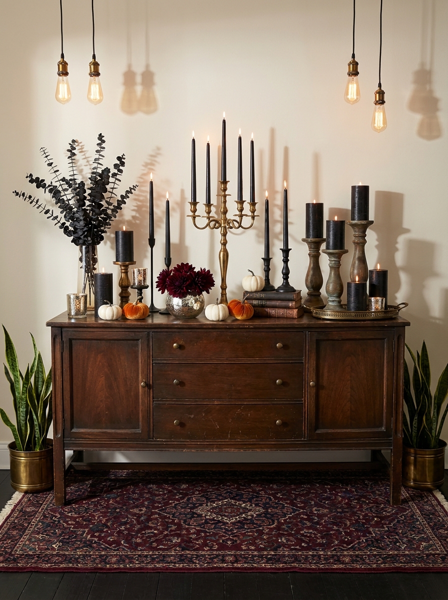 Dining Credenza with Layered Candle Display