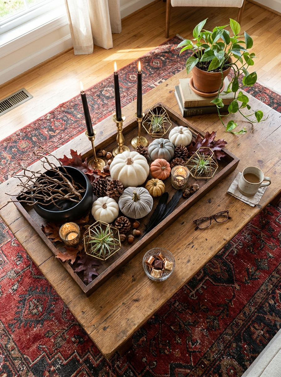 Coffee Table Centerpiece with Natural Elements