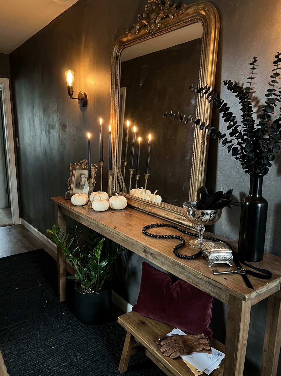 Hallway Console Table with Layered Mirror Magic