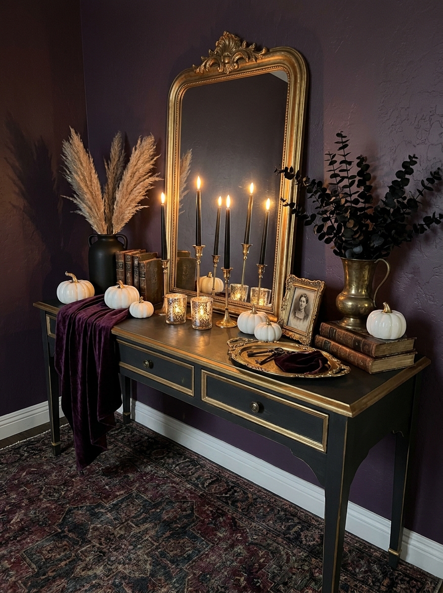 Enchanted Entryway Console with Vintage Curiosities