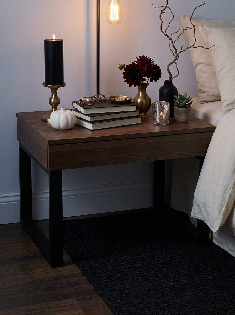 Dramatic Bedroom Nightstand Scene