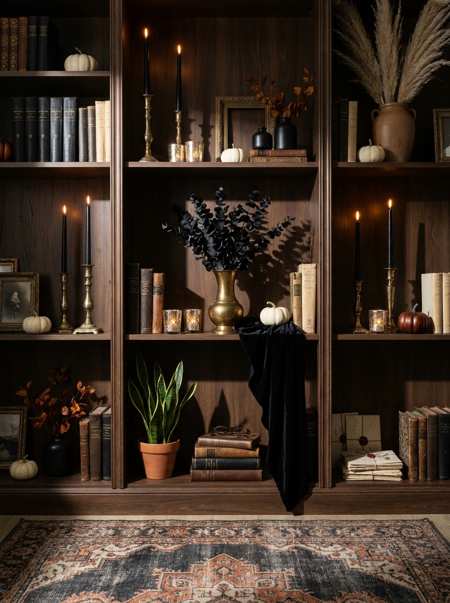 Haunted Library Bookshelf Styling