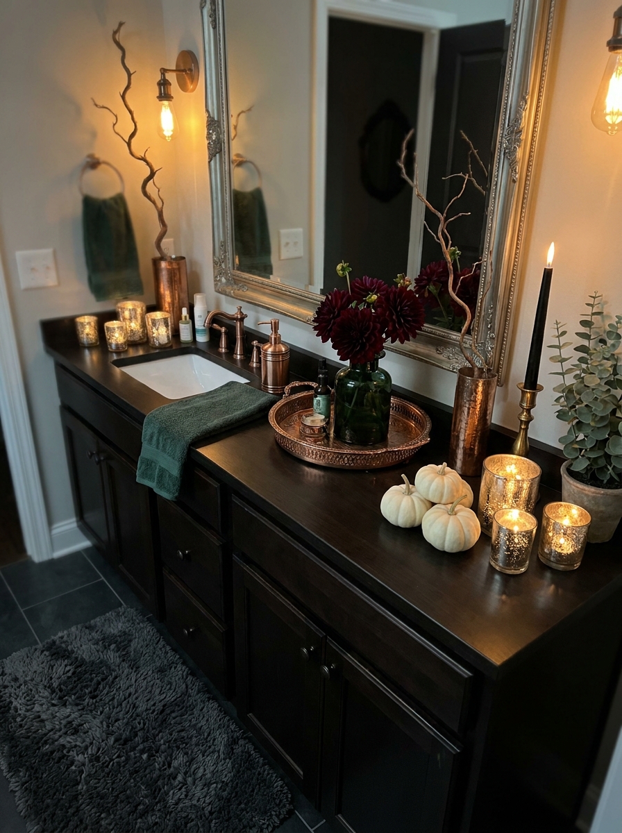 Candlelit Bathroom Counter Transformation