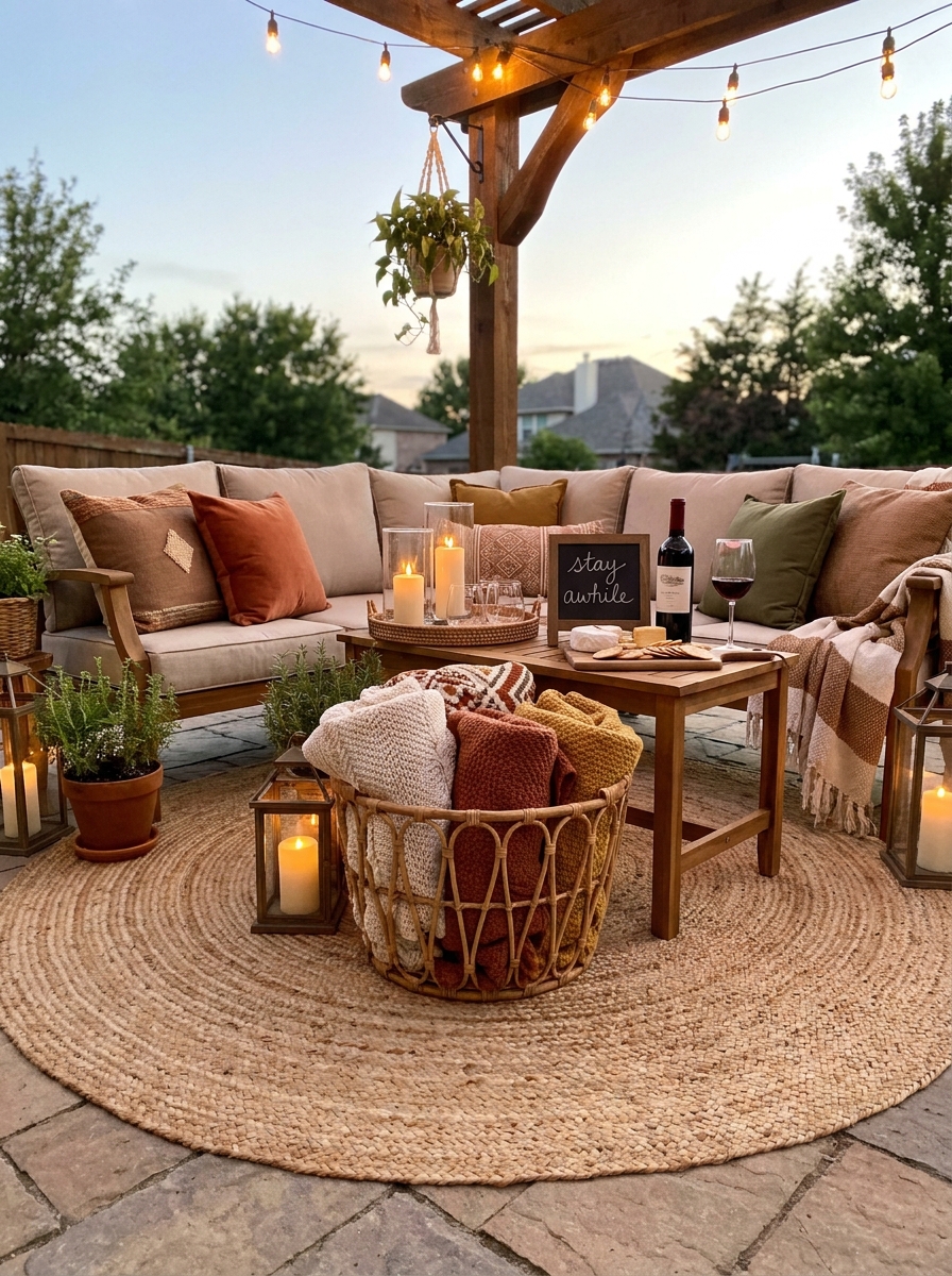 Cozy Blanket Basket for Patio Lingerers