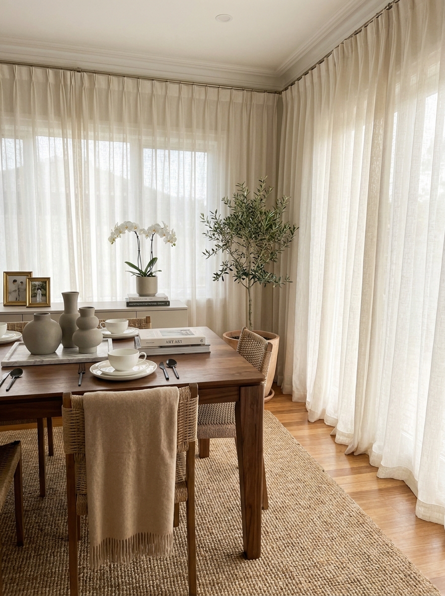 Install Floor-to-Ceiling Sheer Linen Curtains