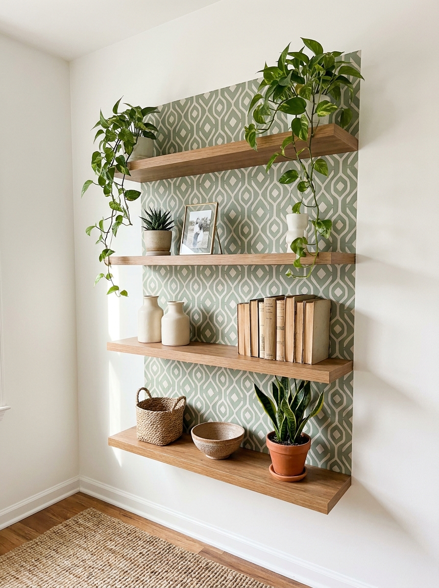 Removable Wallpaper Behind Shelving Units