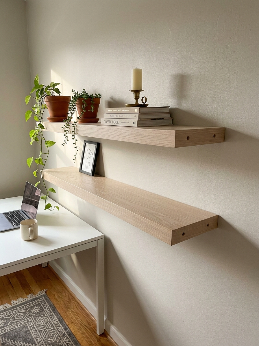 Floating Shelves with Minimal Hardware