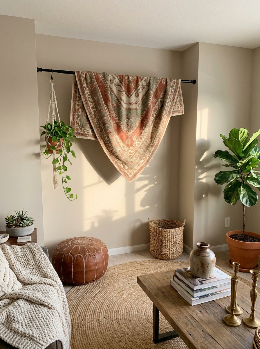 Tension Rod Tapestries and Fabric Panels