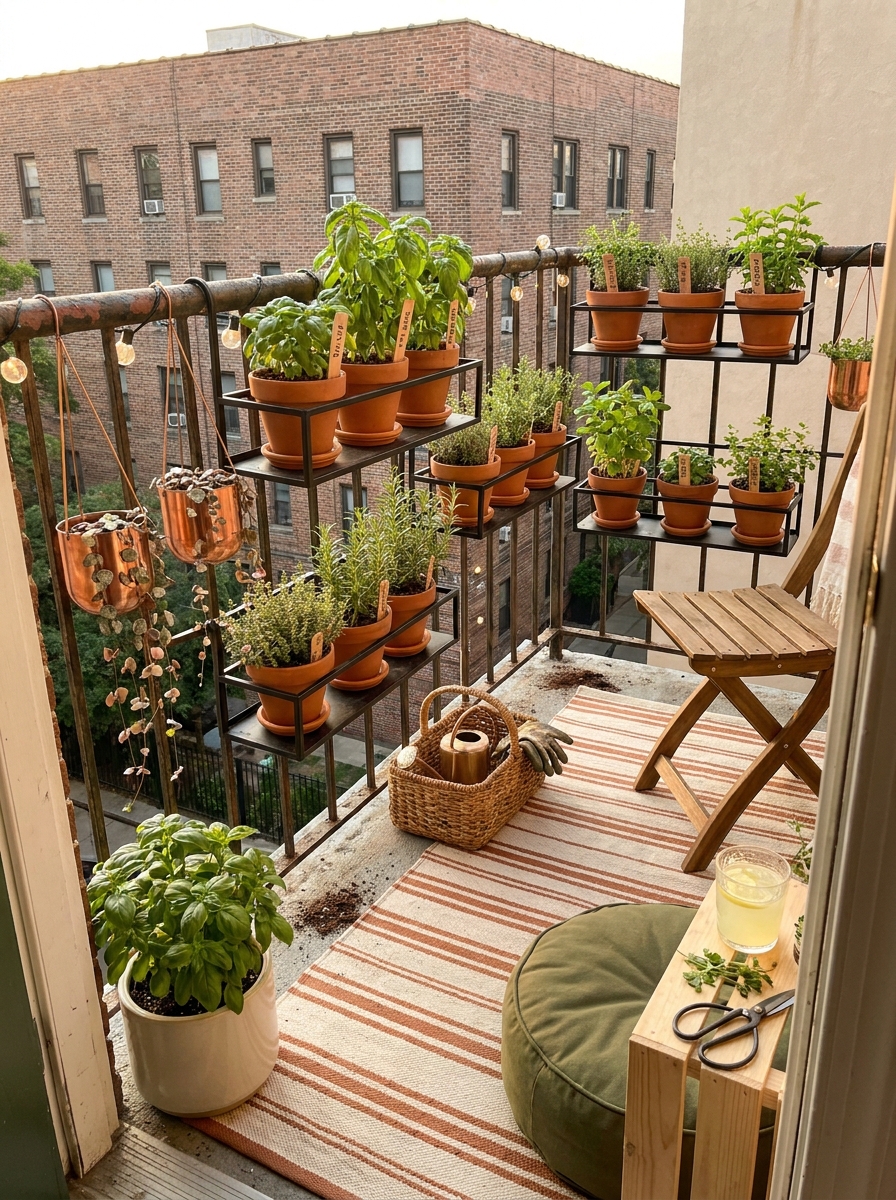 Railing Shelf Herb Garden