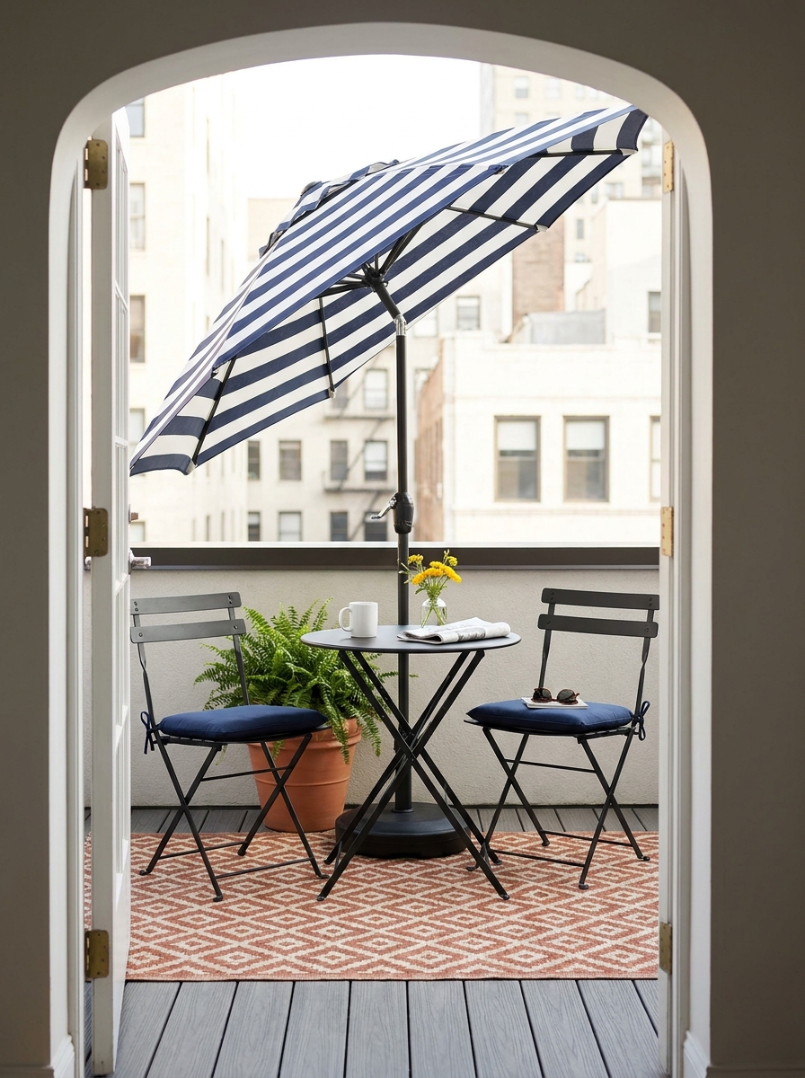Bistro Set with Statement Umbrella