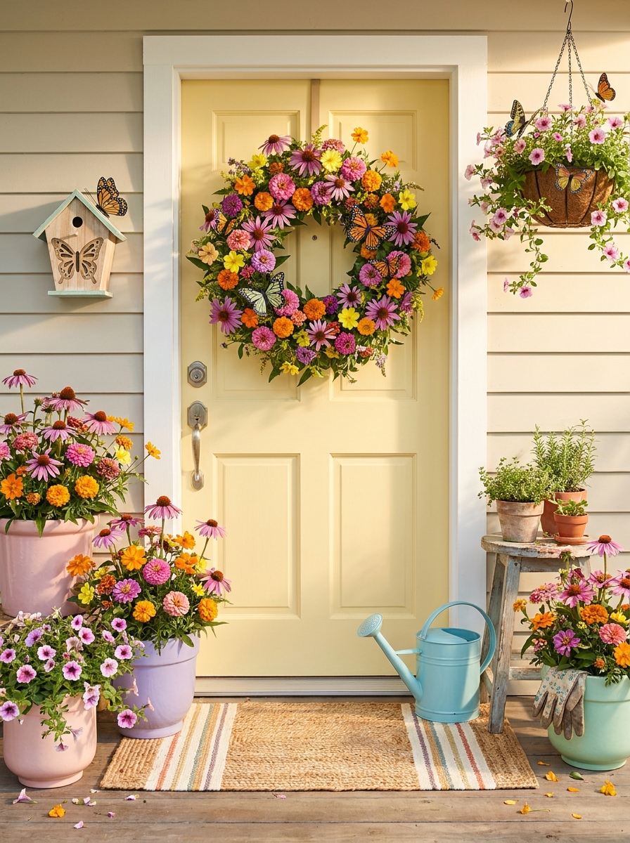 Butter Cream Door with Butterfly Garden Extravaganza