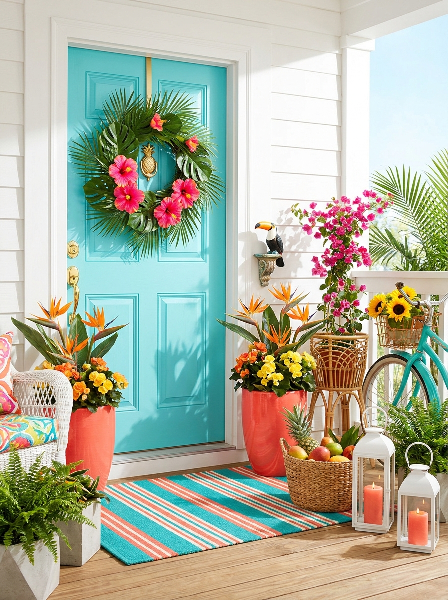 Bright Turquoise Door with Tropical Paradise Punch