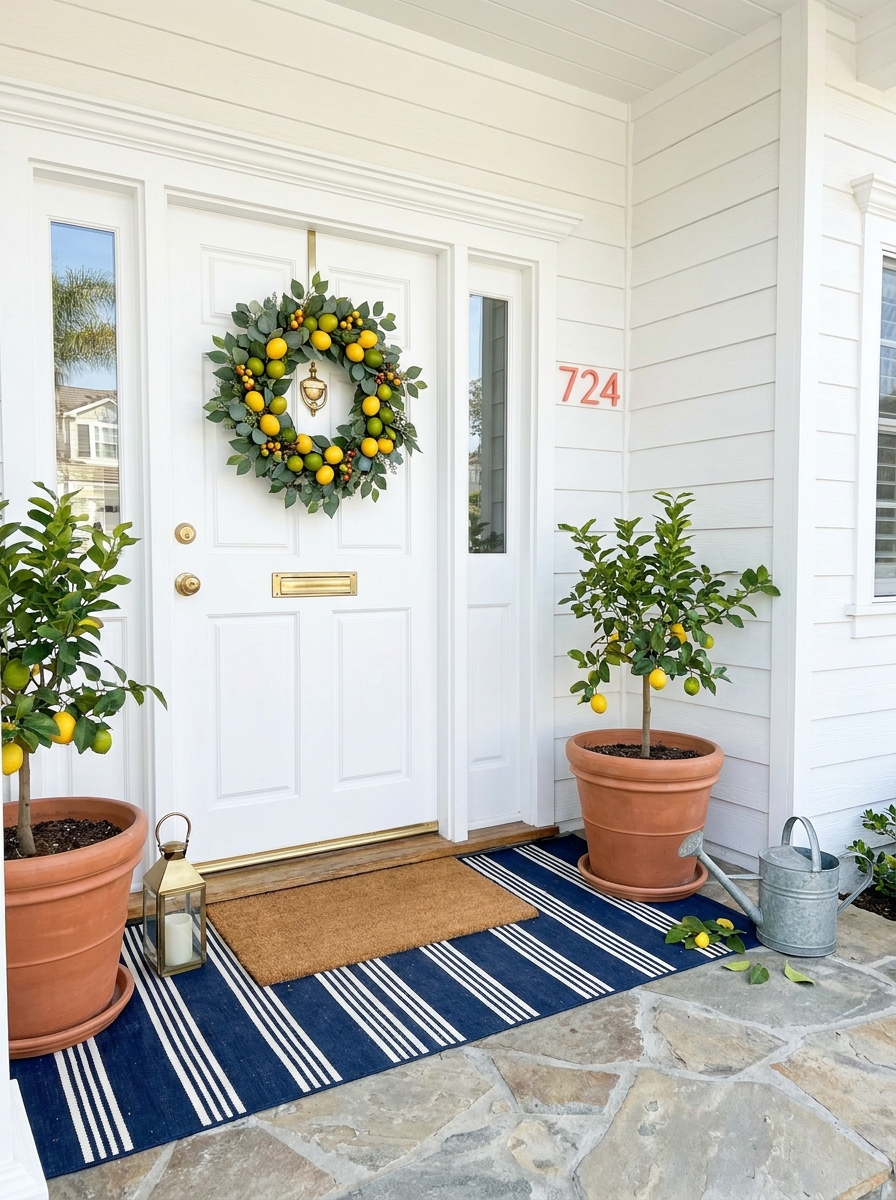 Classic White Door with Citrus Wreath