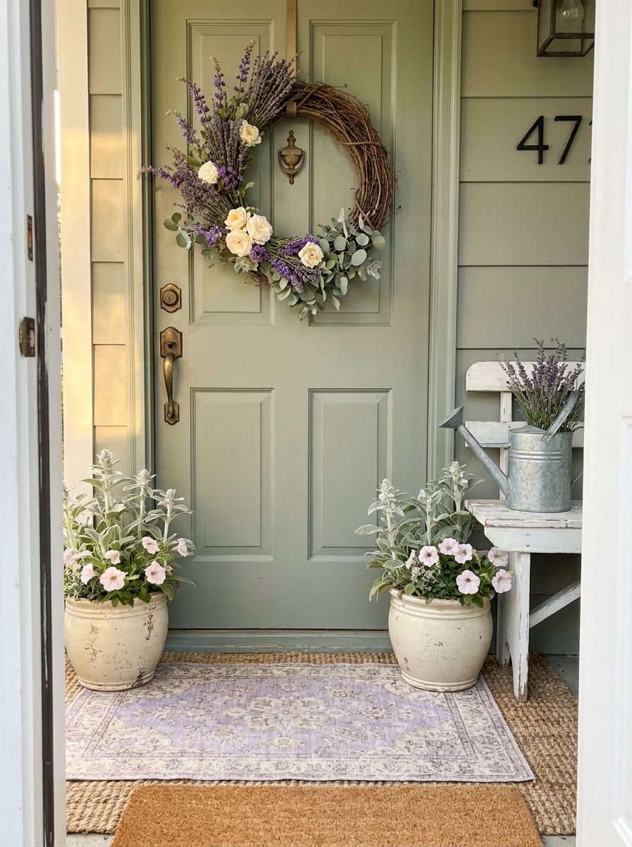 Sage Green Serenity with Lavender Accents