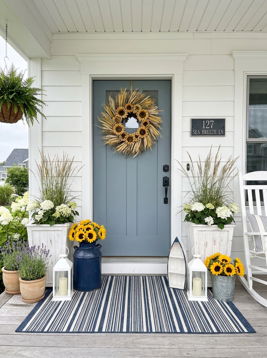 Beachy Blue-Gray with Coastal Sunflower Cheer