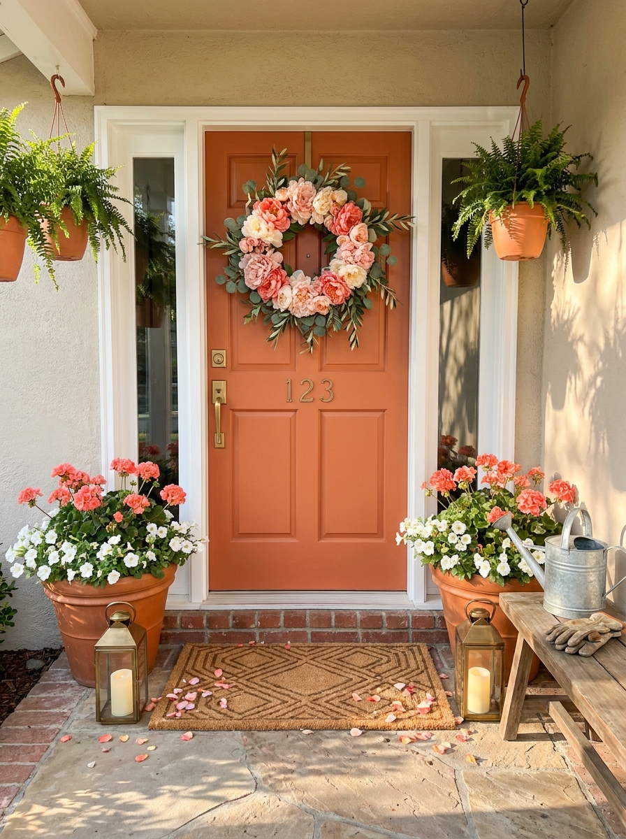 Terracotta Door Warmth with Peony Paradise