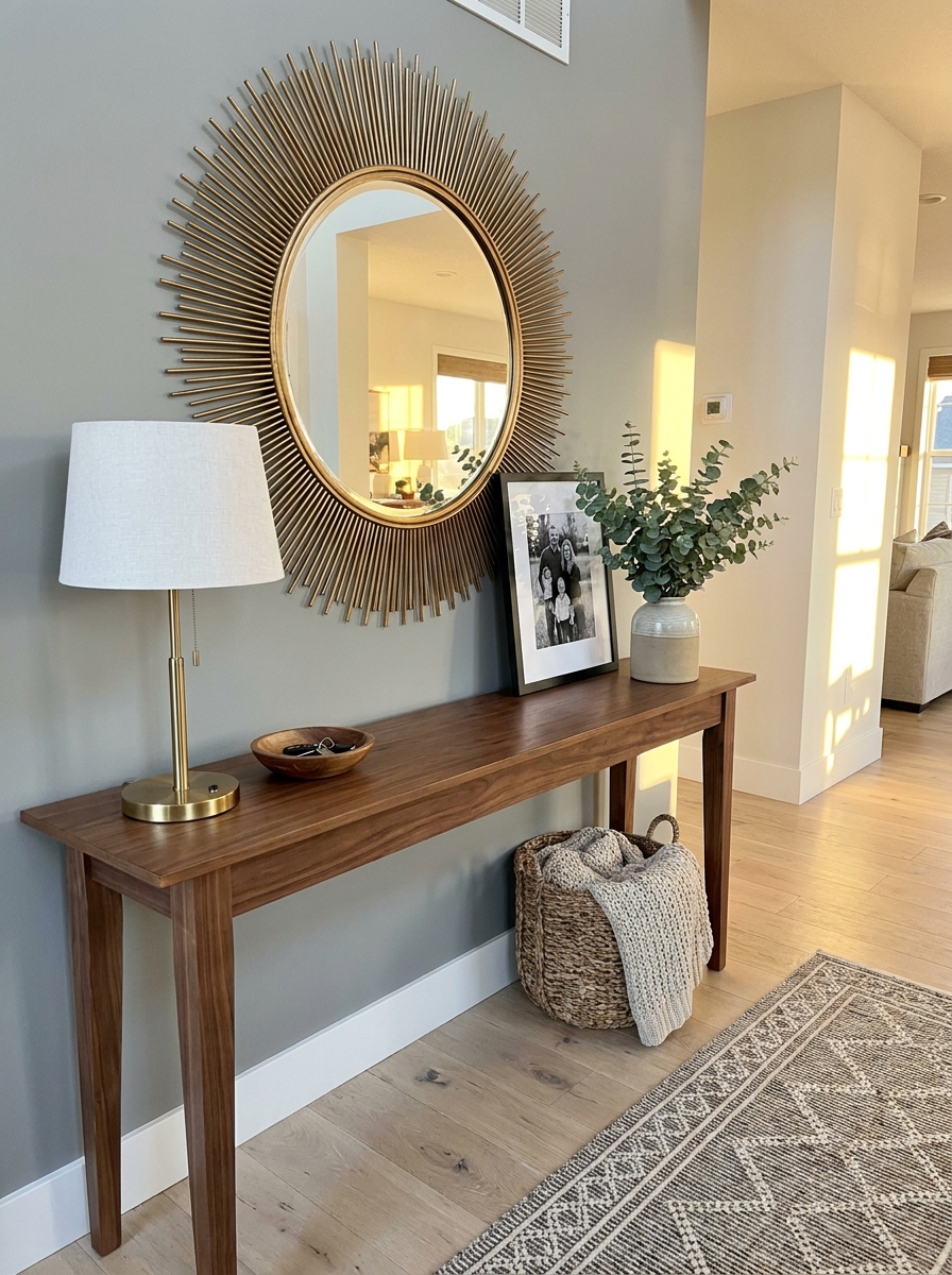 Statement Round Mirror with Sunburst Frame