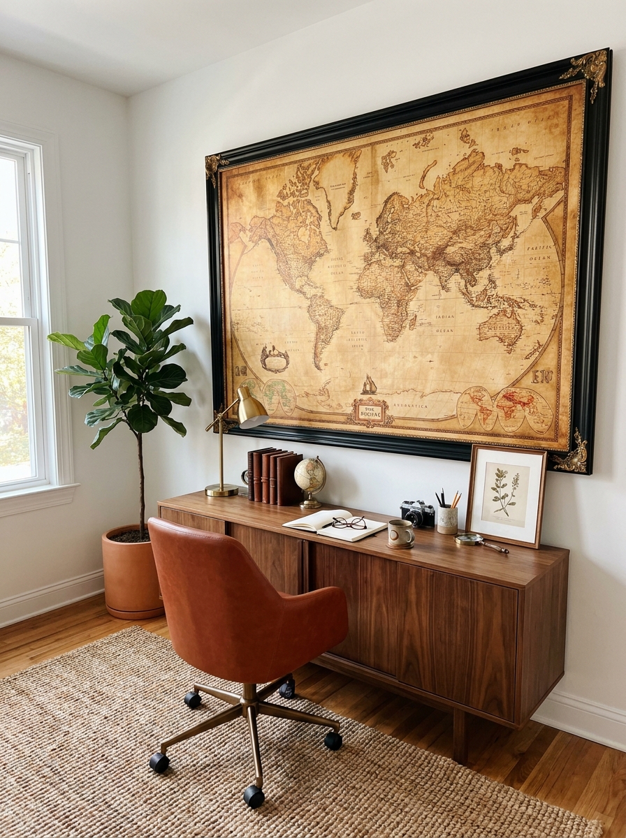 Oversized Framed Map or Vintage Poster