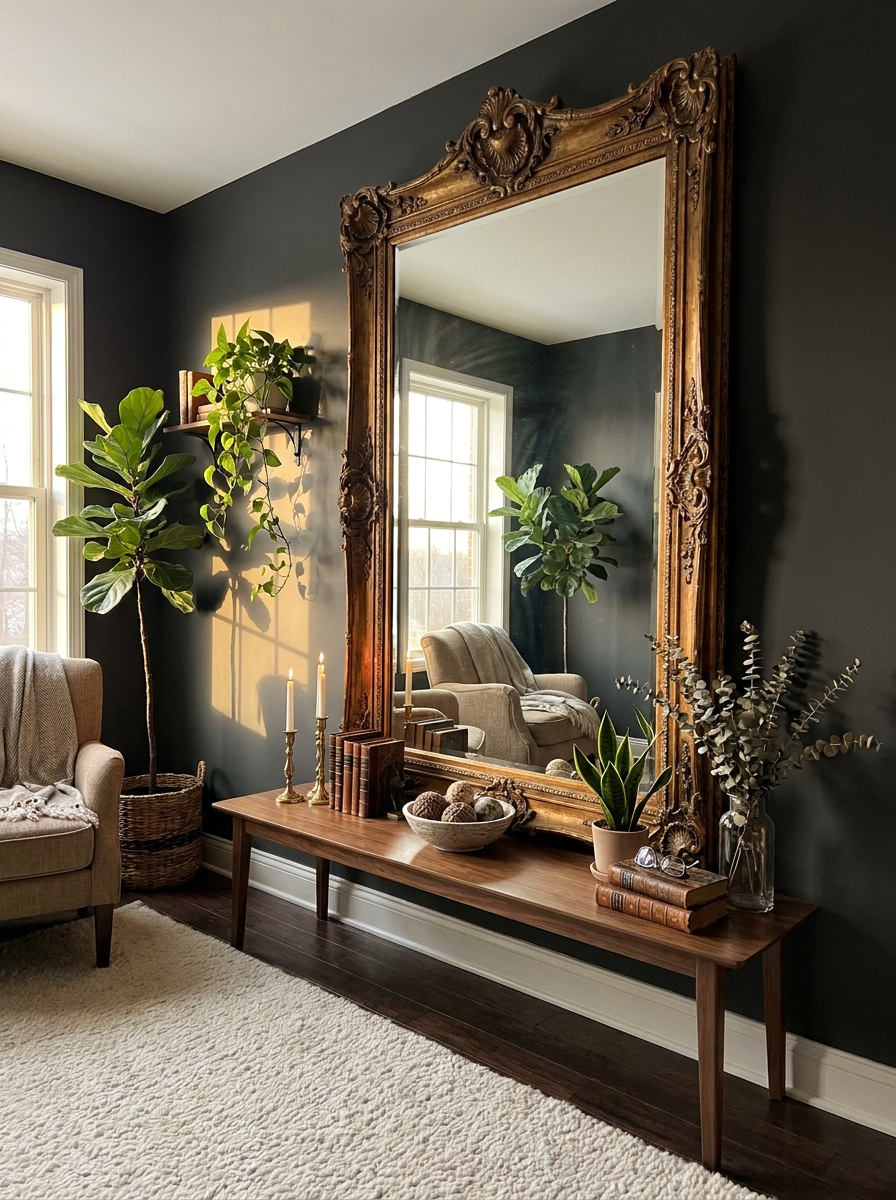 Oversized Vintage or Antique Mirror with Ornate Frame