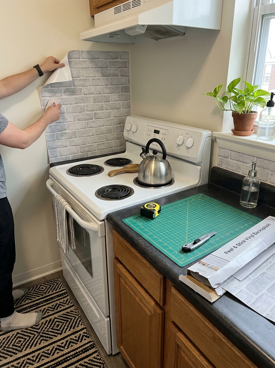 Vinyl Backsplash Sheets for Renters Who Cook