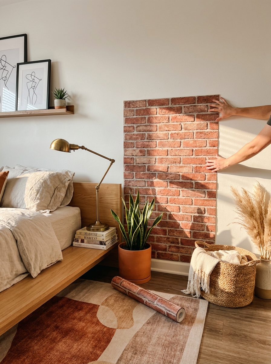 Faux Brick Panels for Empty Wall Personality