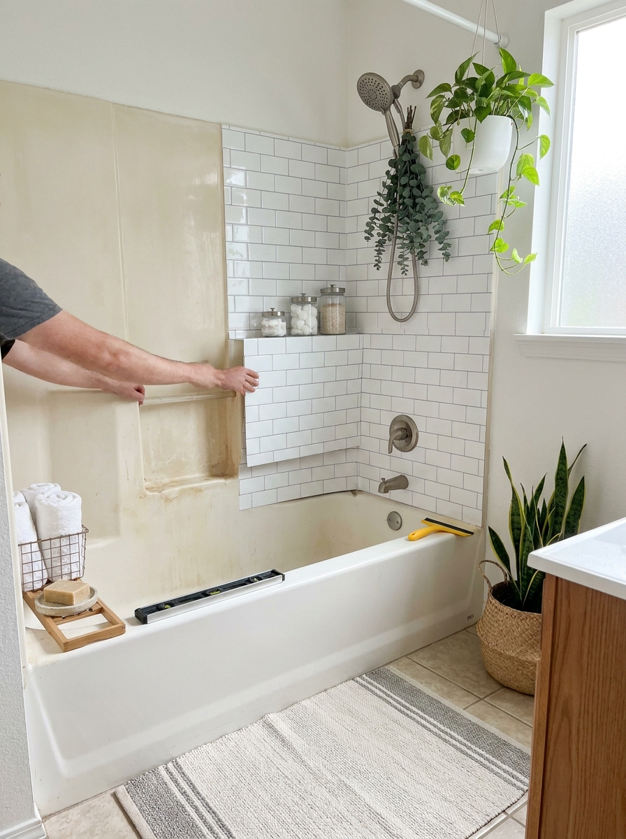 Peel-and-Stick Tub Surround Panels for Bathroom Refreshes
