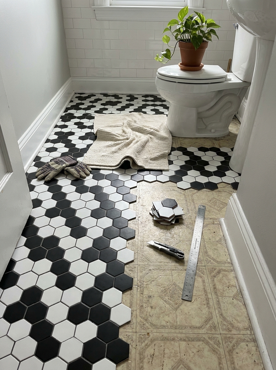 Peel-and-Stick Floor Tiles for Tired Vinyl