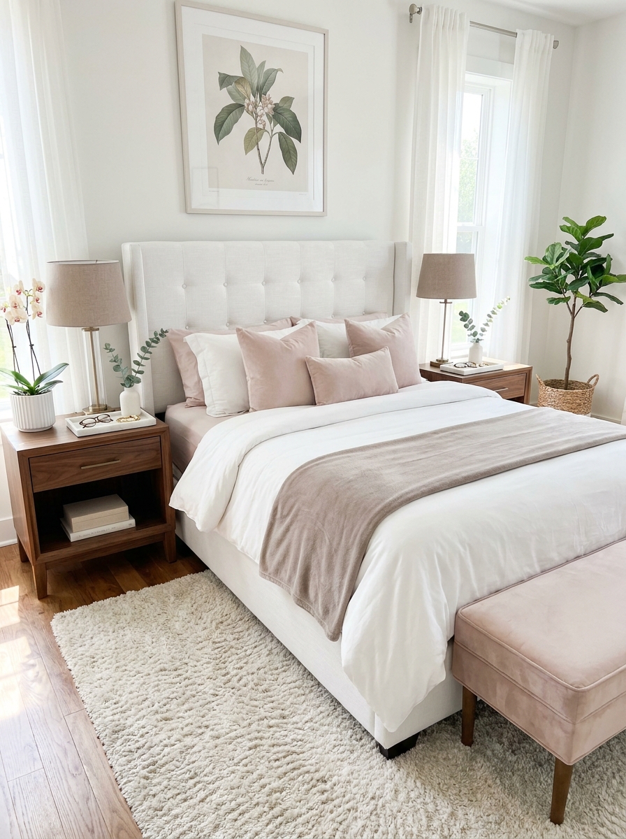 Choose Matching Nightstands and Symmetrical Styling