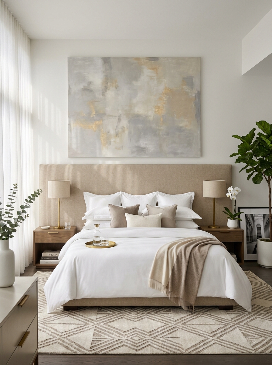 Hang Oversized Art Above the Bed for Gallery Impact