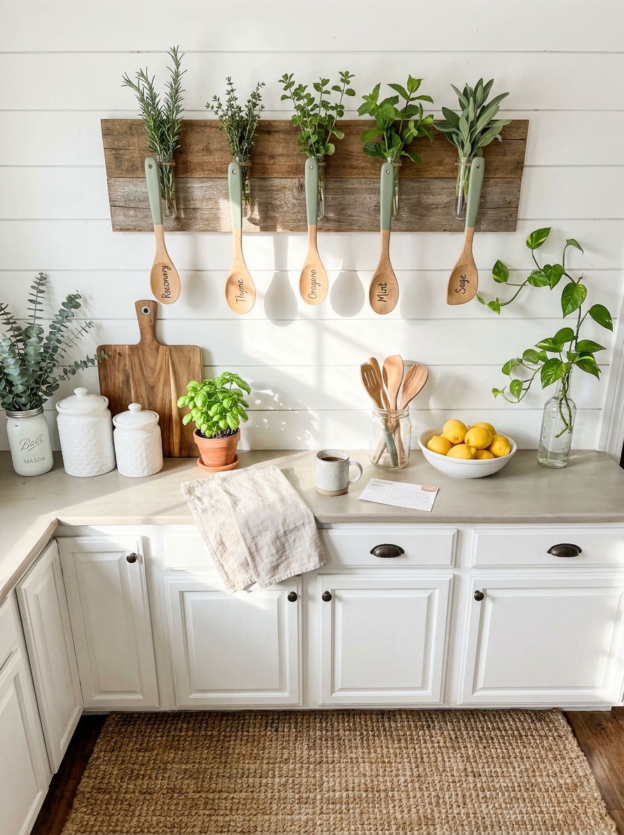 Wooden Spoon Herb Garden Wall Display