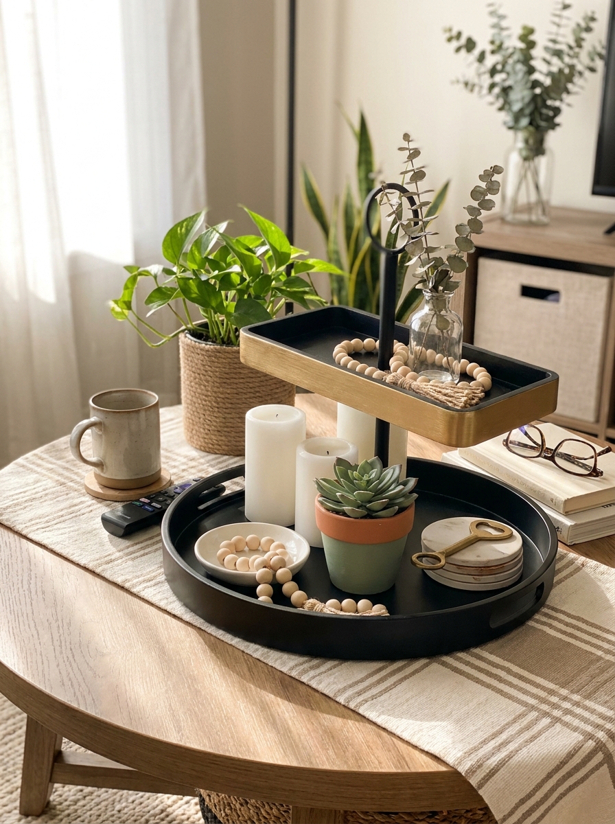 Layered Serving Tray Coffee Table Display