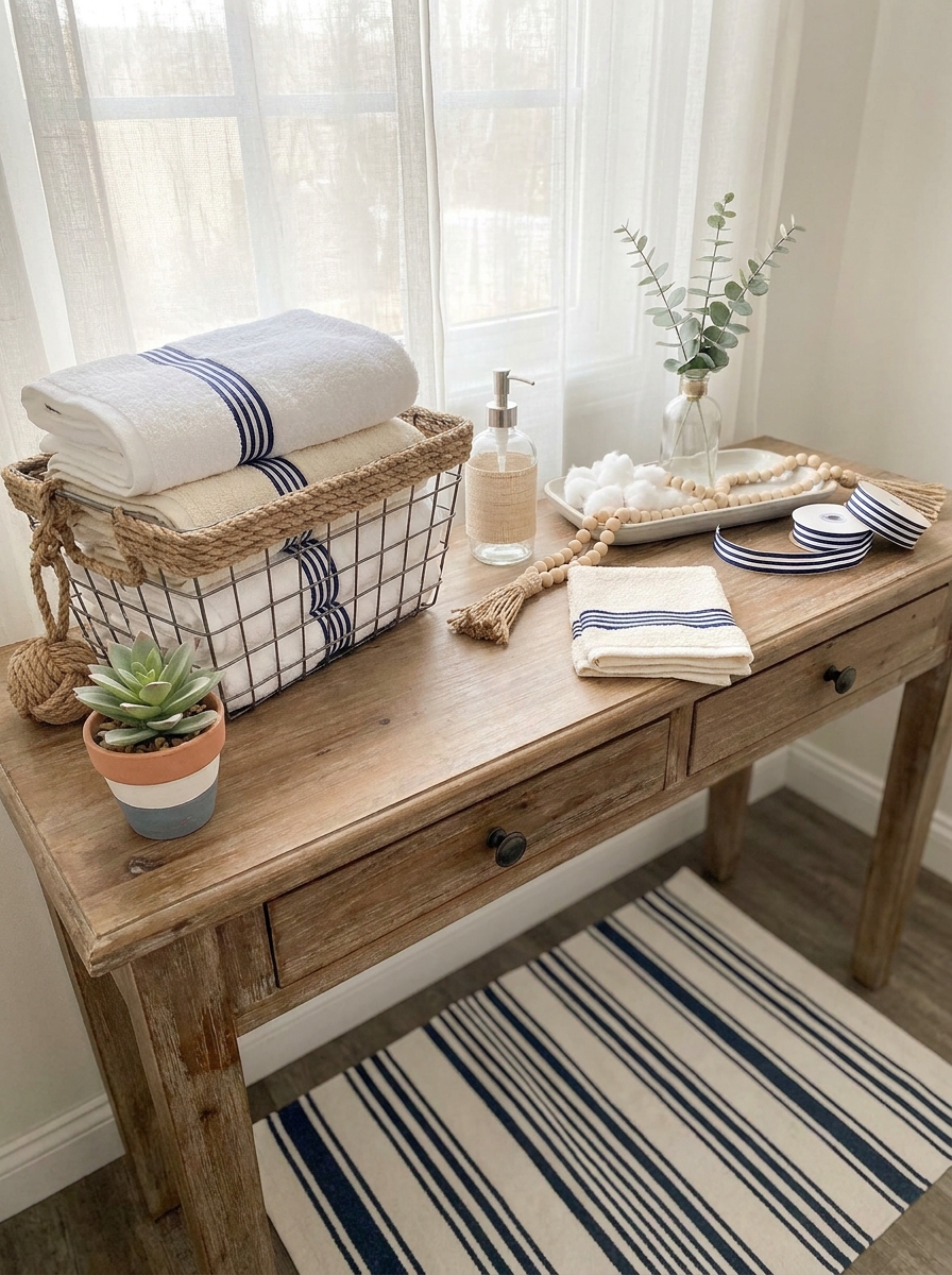 Ribbon-Trimmed Hand Towel Bathroom Refresh