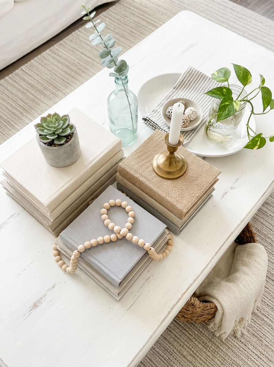 Fabric-Wrapped Book Bundle Coffee Table Accent