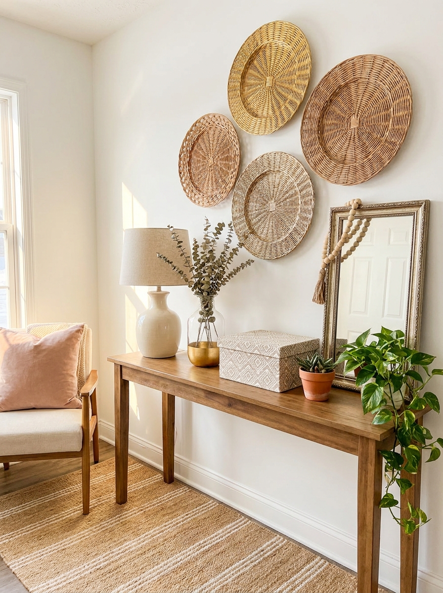 Wicker Charger Plate Wall Medallions