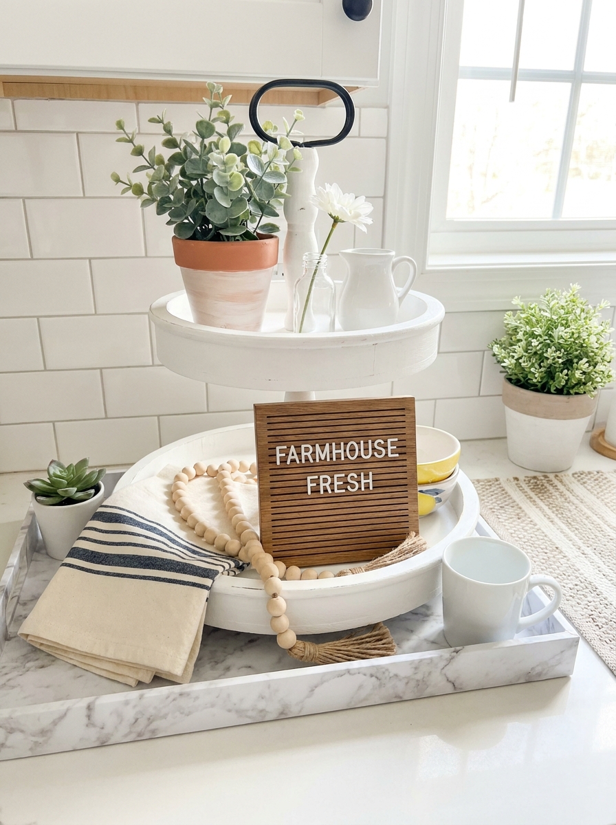 Tiered Tray Farmhouse Centerpiece
