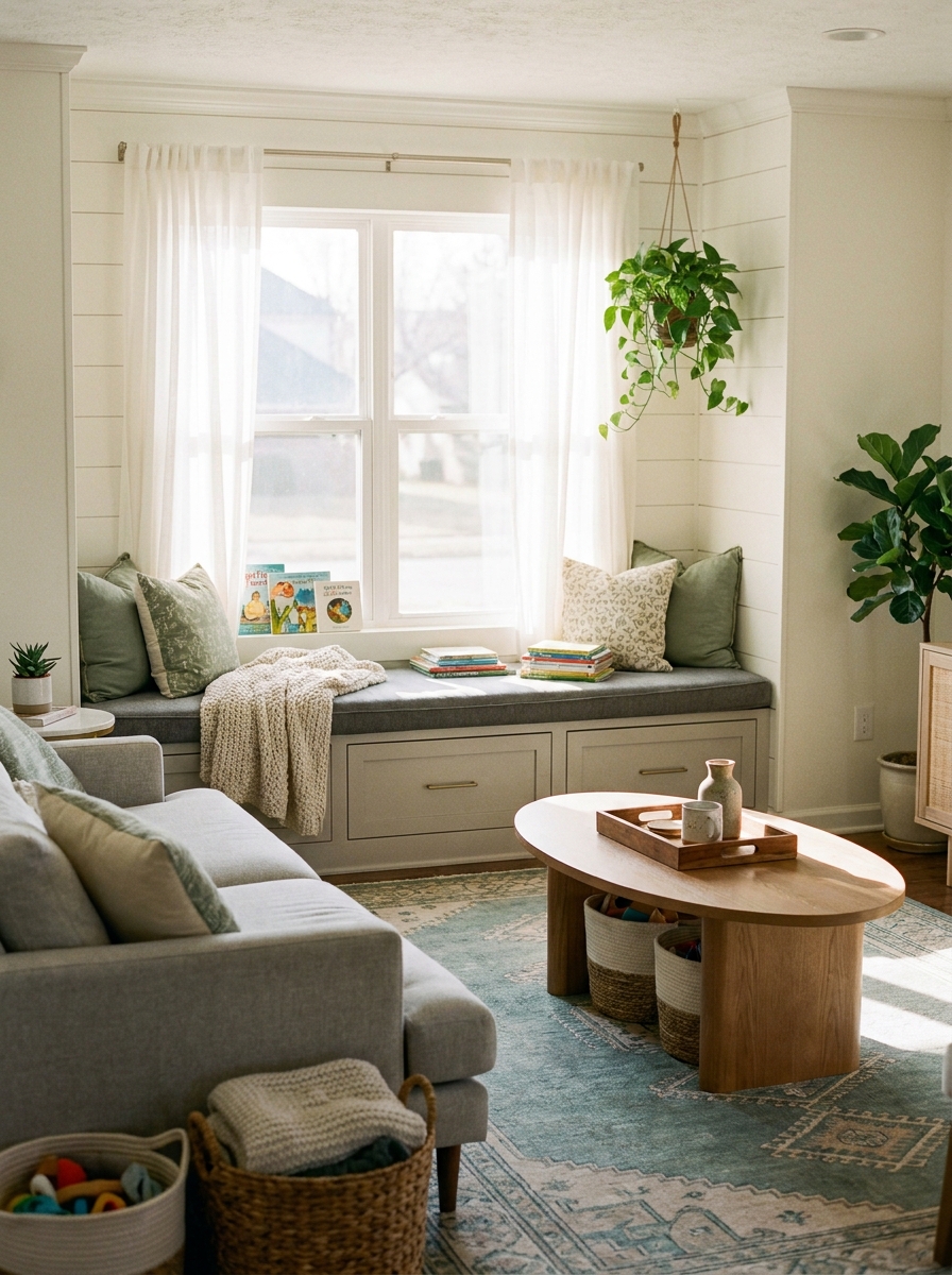 Built-In Window Seat with Drawers Underneath