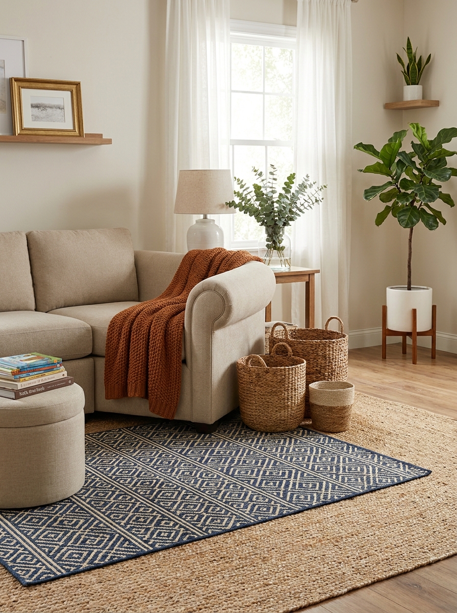 Area Rug Layering That Hides High-Traffic Wear