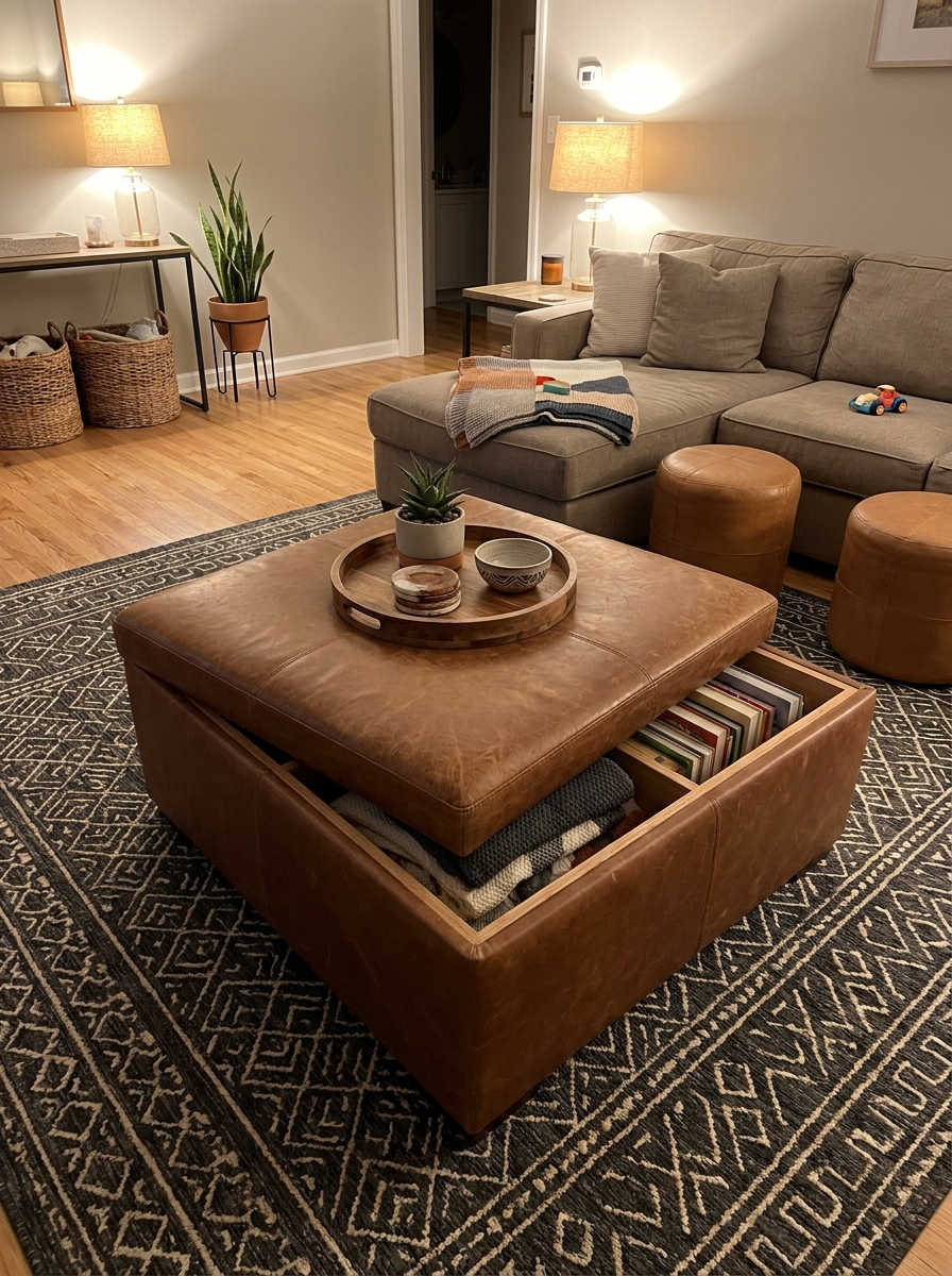 Ottoman Coffee Table with Hidden Storage Inside