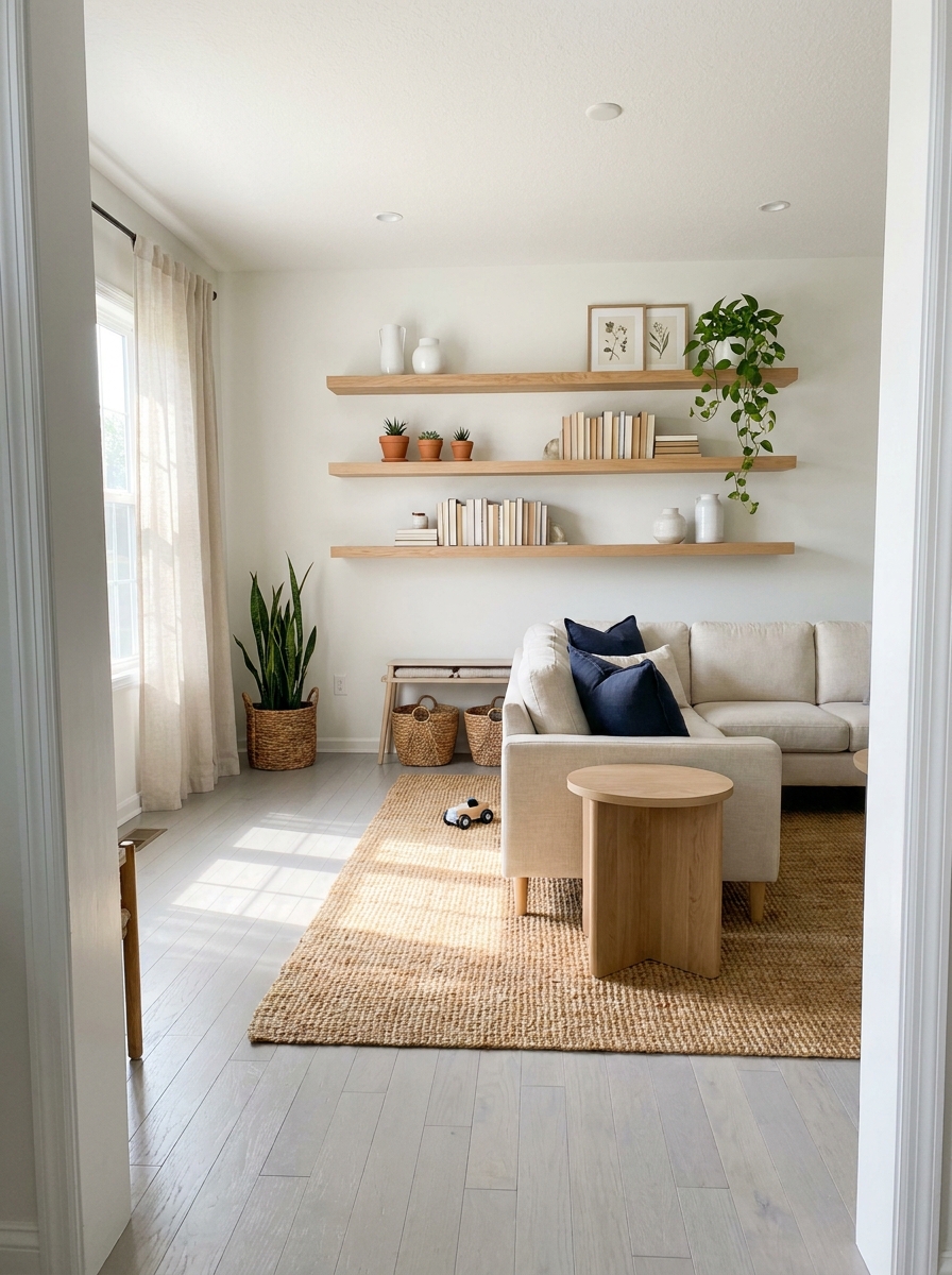 Wall-Mounted Shelving That Keeps Decor Out of Reach